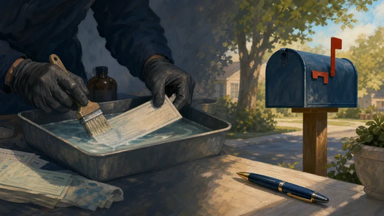 Editorial security illustration for Check Washing Fraud: How to Protect Mailed Payments