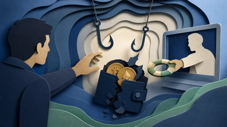 Editorial security illustration for Cryptocurrency Recovery Scams: Why Victims Are Targeted Twice