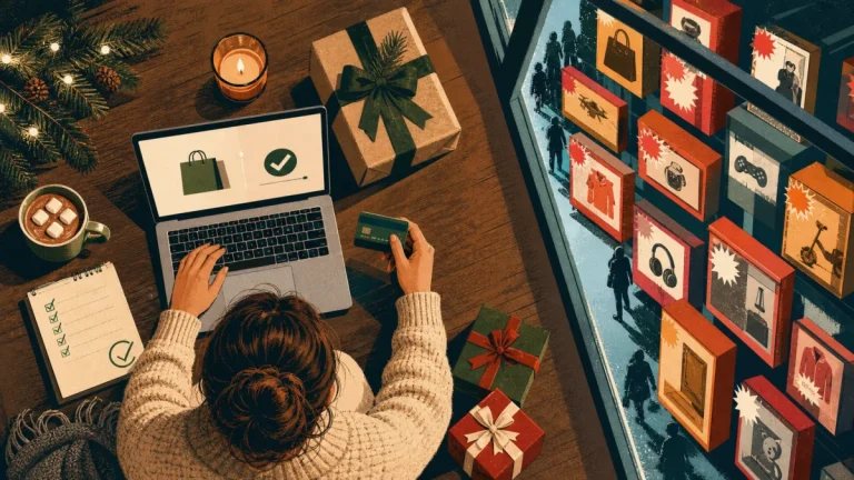 Editorial security illustration for Holiday Shopping Scams: A Safer Online Buying Checklist