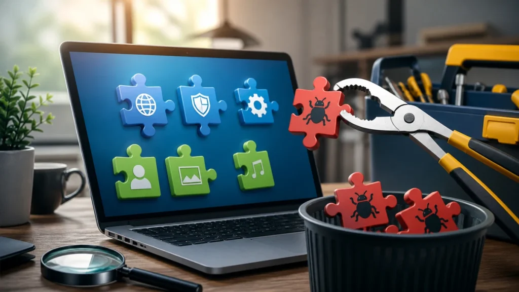 Editorial security illustration for How to Check Your Devices for Suspicious Apps and Browser Extensions